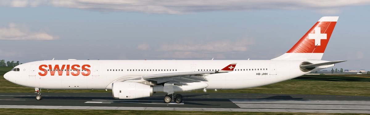 Side view of the default Laminar Research A330-300 on the runway